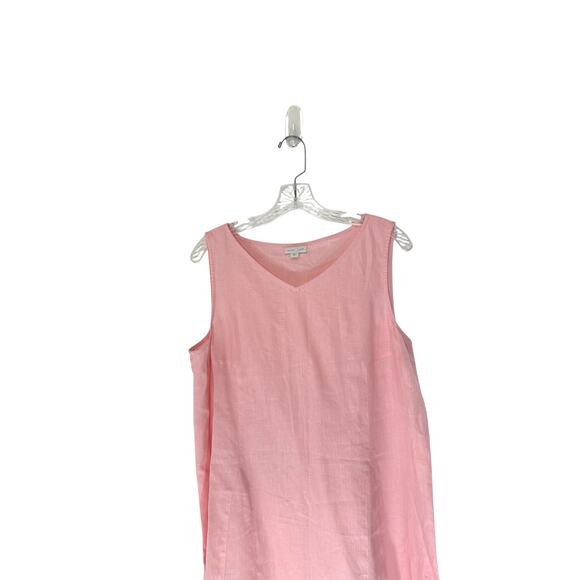 J. Jill Love Linen Basic Pink Relaxed Lagenloook Sleeveless Linen Dress Medium - Picture 3 of 10